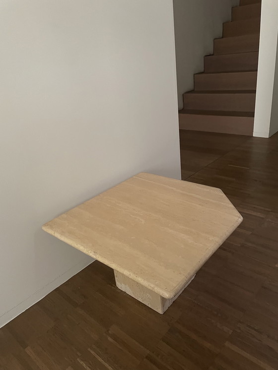 Image 1 of Travertine side table