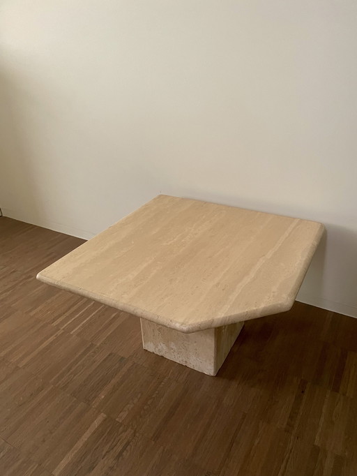 Travertine side table