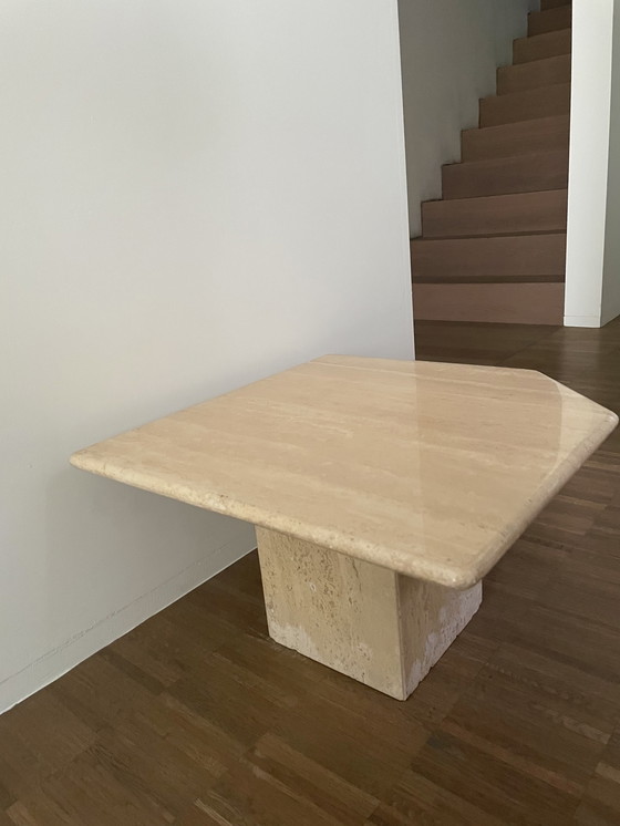 Image 1 of Travertine side table