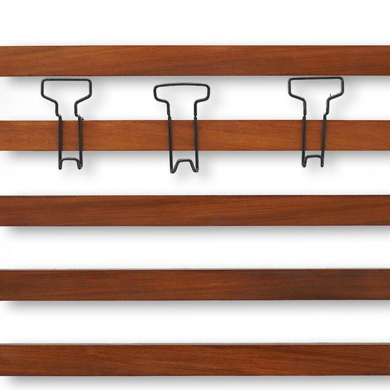 Image 1 of Vintage solid wood and metal hanger with adjustable hooks, Italy 1960