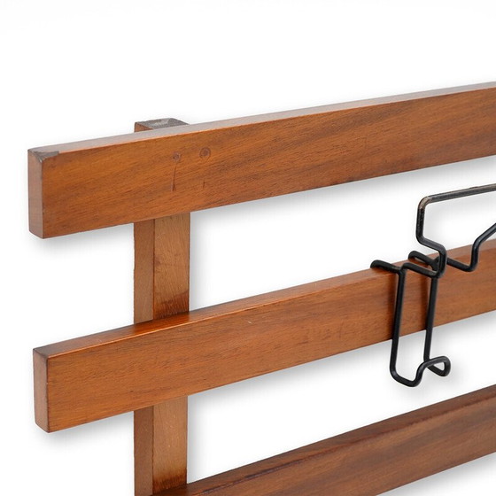 Image 1 of Vintage solid wood and metal hanger with adjustable hooks, Italy 1960