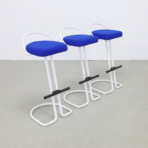 3X Barstool Postmodern, 1980S New Upholstered