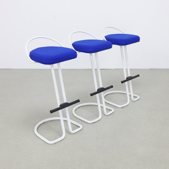 Image 1 of 3X Barstool Postmodern, 1980S New Upholstered