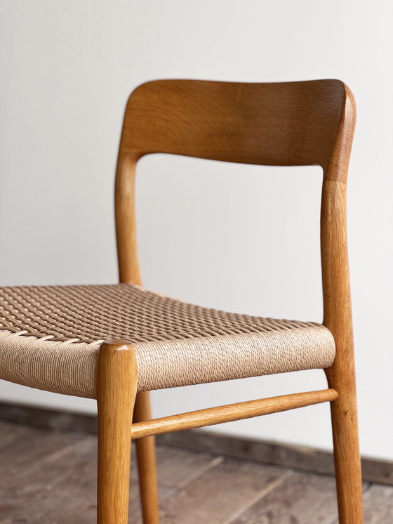 Image 1 of Mid-Century Danish Model 75 Chairs in Oak by Niels O. Møller for JL Møllers Furniture Factory, 1950s, Set of 4