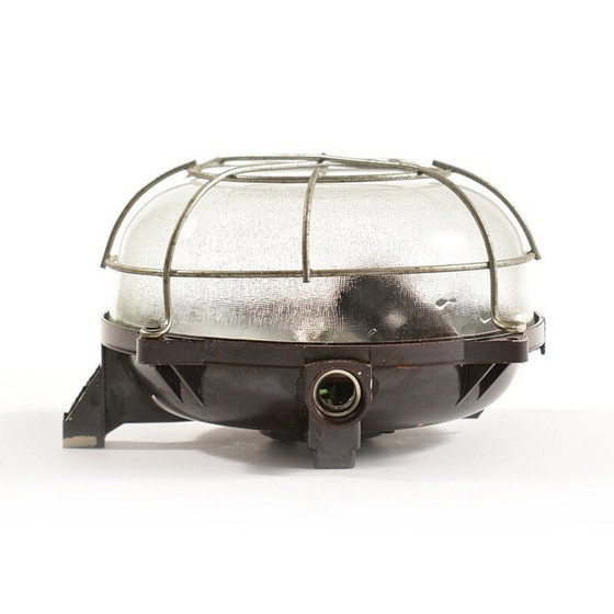 Image 1 of Lampada da parete vintage in bachelite, vetro e gabbia metallica, Cecoslovacchia 1950