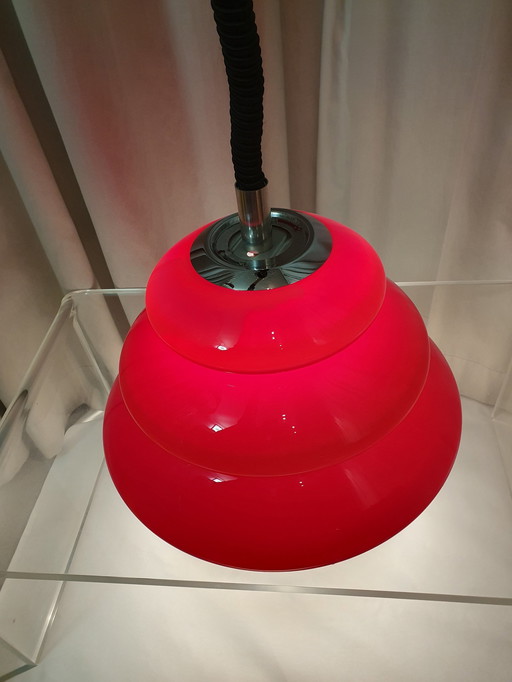 Pendant light glass red vintage 70s