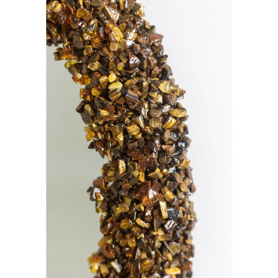 Image 1 of Vintage mirror in semi-precious stones, amber and tiger's eye, France