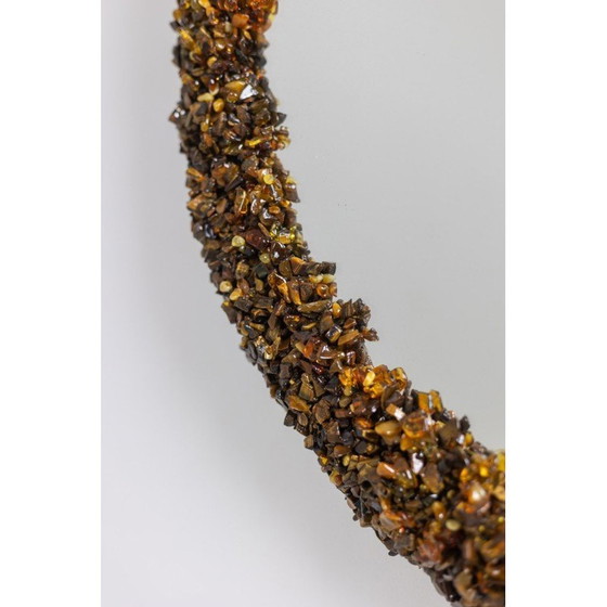 Image 1 of Vintage mirror in semi-precious stones, amber and tiger's eye, France