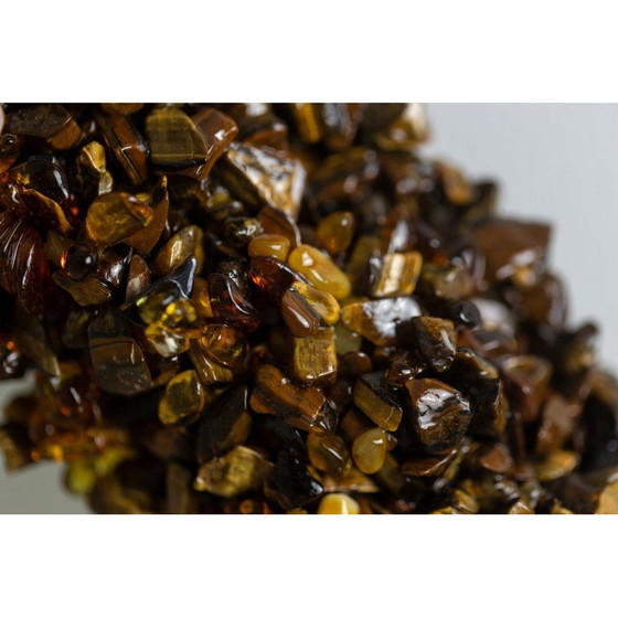 Image 1 of Vintage mirror in semi-precious stones, amber and tiger's eye, France