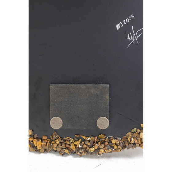 Image 1 of Vintage mirror in semi-precious stones, amber and tiger's eye, France