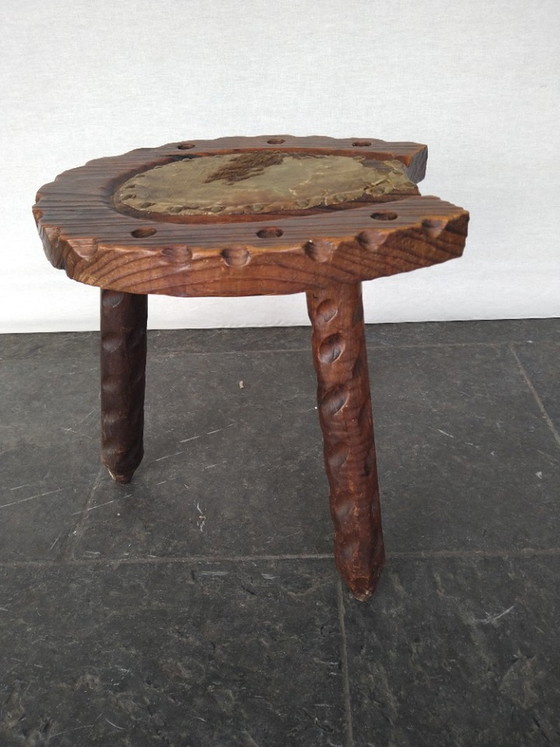 Image 1 of Chaise + Tabouret + Bougeoir Brutaliste Espagnol