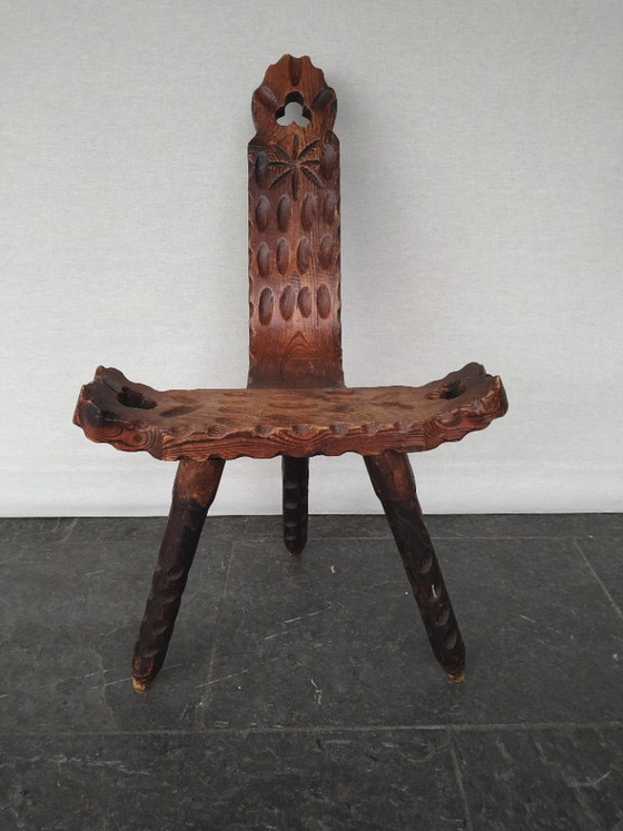 Image 1 of Chaise + Tabouret + Bougeoir Brutaliste Espagnol