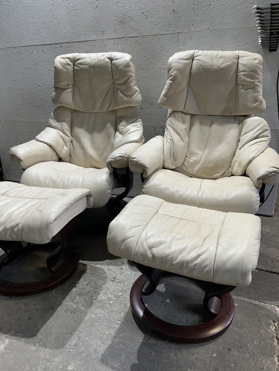 Image 1 of Stressless Relax Armchairs With Footstool