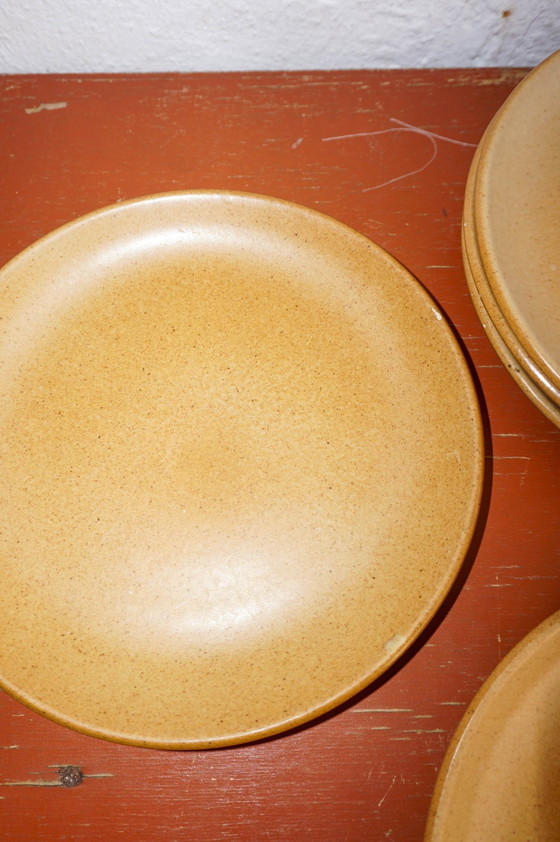 Image 1 of 6 X Vintage Grès Speckled French Farmhouse Pottery Dinner Plate