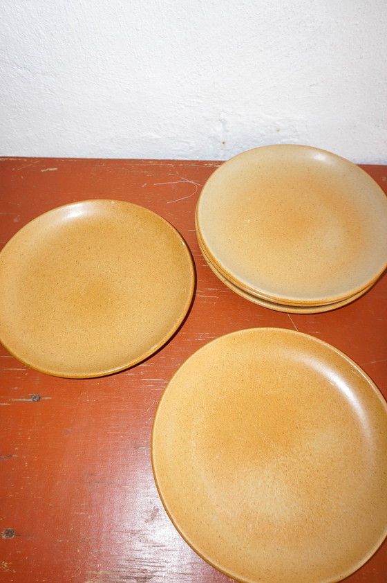 Image 1 of 6 X Vintage Grès Speckled French Farmhouse Pottery Dinner Plate