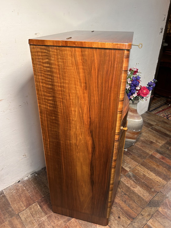 Image 1 of Art decó Brocante Vintage Butt Walnut Cocktail Bar 1920