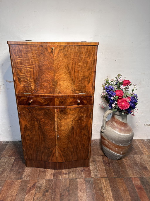Bar de cócteles Art Decó Brocante Vintage Butt Walnut 1920