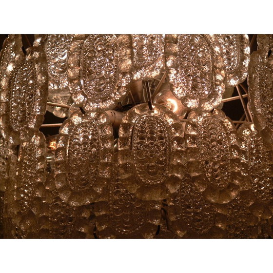 Image 1 of Pair of vintage glass chandeliers, 1970