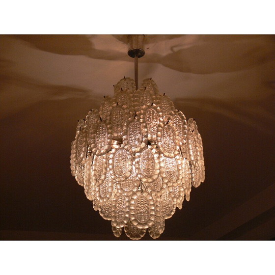Image 1 of Pair of vintage glass chandeliers, 1970