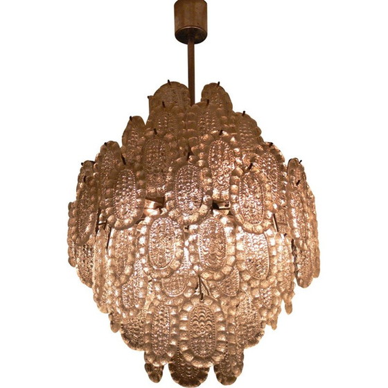 Image 1 of Pair of vintage glass chandeliers, 1970