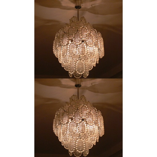 Pair of vintage glass chandeliers, 1970