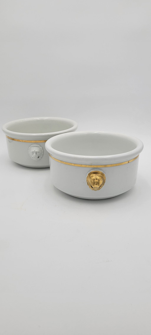 Pair Of Pillivuyt Porcelain Pots Decorated By Monik Shmeltz