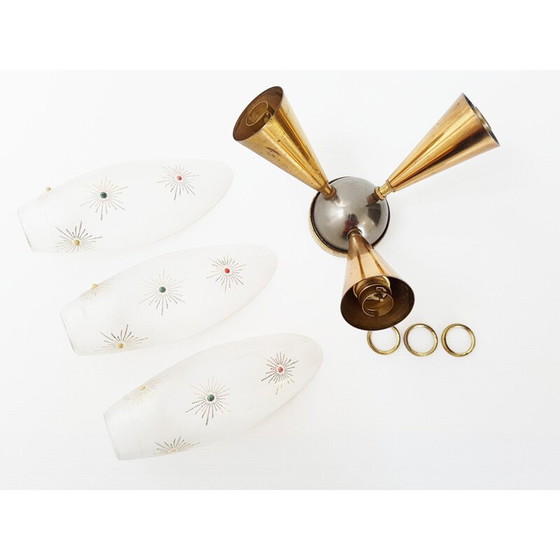 Image 1 of Pair of triple wall lamp - 1950s