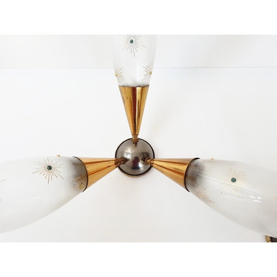Image 1 of Pair of triple wall lamp - 1950s