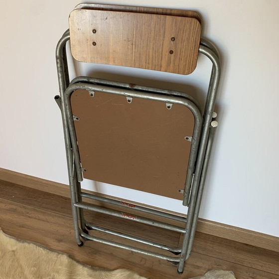 Image 1 of Pair of vintage German metal and wood folding chairs, 1960-1970
