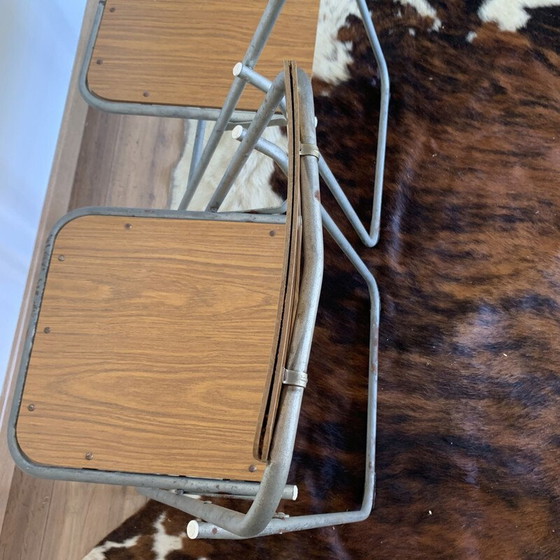 Image 1 of Pair of vintage German metal and wood folding chairs, 1960-1970