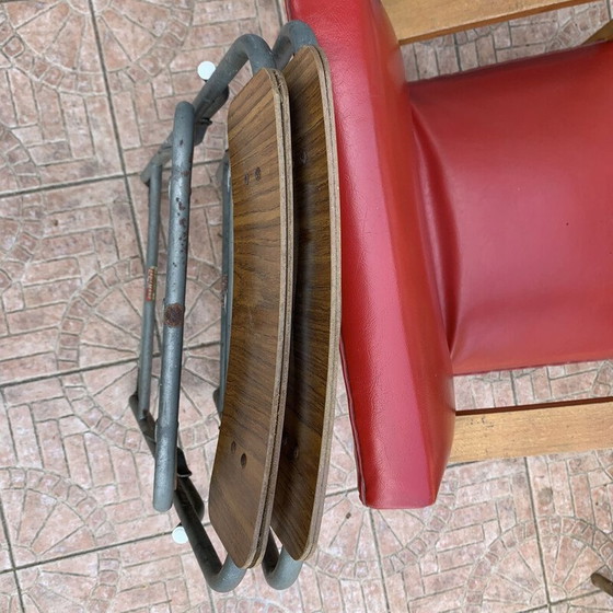 Image 1 of Pair of vintage German metal and wood folding chairs, 1960-1970