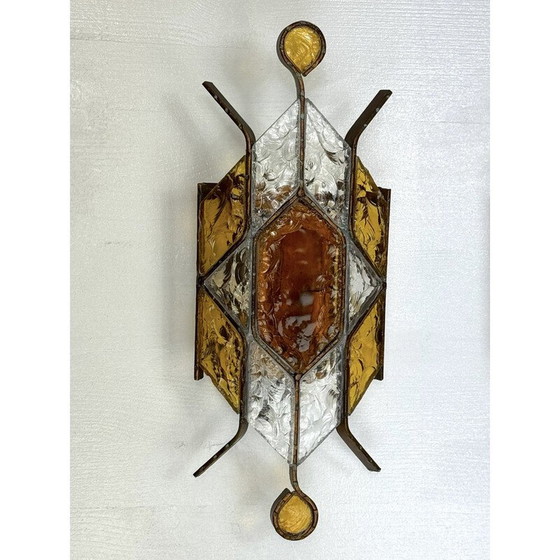 Image 1 of Pair of vintage Murano glass and metal wall lamp for Poliarte, Italy 1970