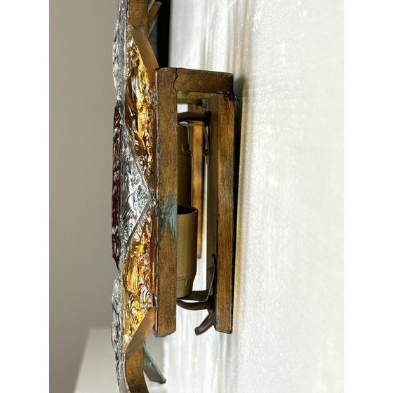 Image 1 of Pair of vintage Murano glass and metal wall lamp for Poliarte, Italy 1970