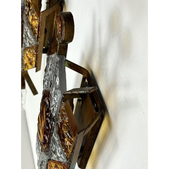 Image 1 of Pair of vintage Murano glass and metal wall lamp for Poliarte, Italy 1970
