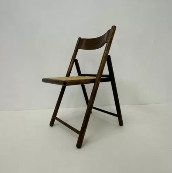 Image 1 of Vintage folding chair in webbing and wood by Habitat , 1980’sVintage folding chair in webbing and wood by Habitat , 1980’s
