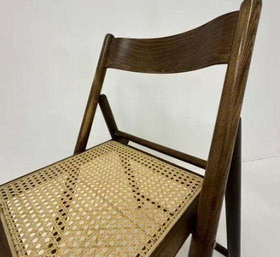 Image 1 of Vintage folding chair in webbing and wood by Habitat , 1980’sVintage folding chair in webbing and wood by Habitat , 1980’s