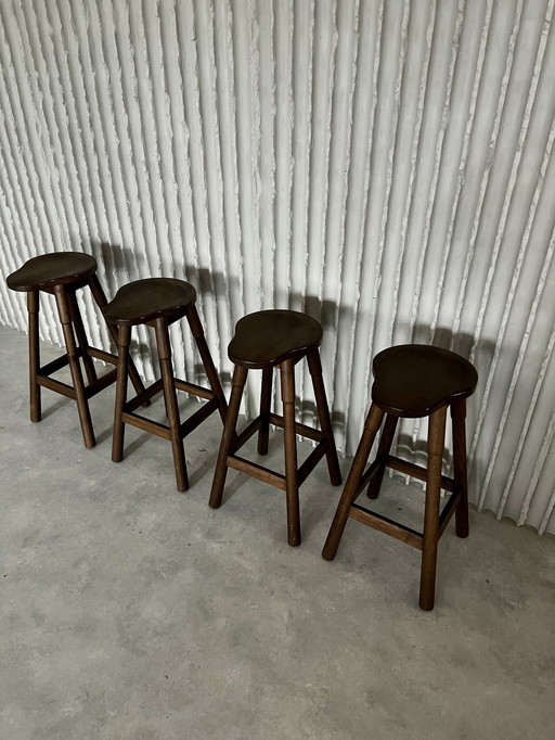 Set Of 4 “Saddle” Barstools