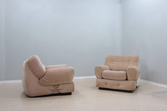 Image 1 of Vintage Pair Of Velvet Armchairs Mariani 1970S