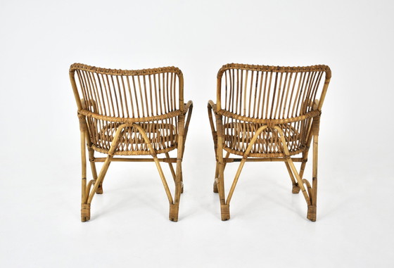 Image 1 of Italian Rattan Armchairs, 1960S, Set Of 2