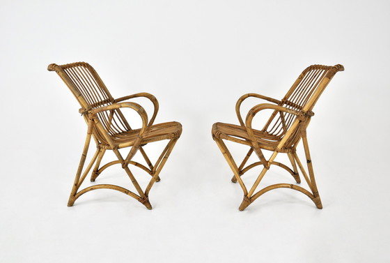 Image 1 of Italian Rattan Armchairs, 1960S, Set Of 2