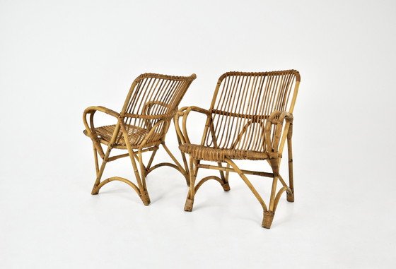 Image 1 of Italian Rattan Armchairs, 1960S, Set Of 2