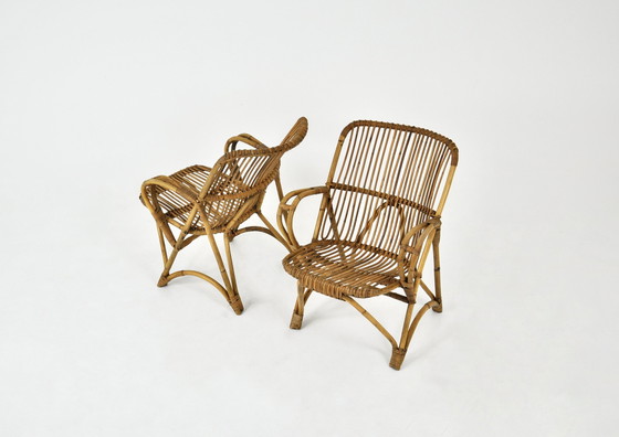 Image 1 of Italian Rattan Armchairs, 1960S, Set Of 2