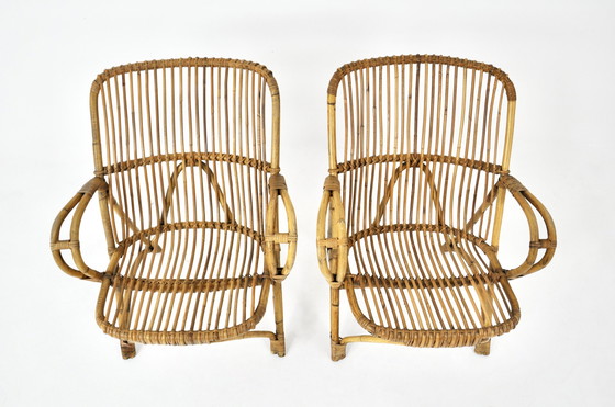 Image 1 of Italian Rattan Armchairs, 1960S, Set Of 2