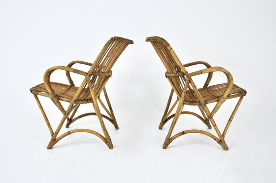 Image 1 of Italian Rattan Armchairs, 1960S, Set Of 2