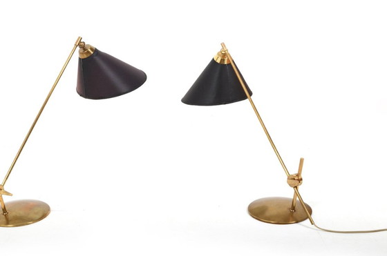 Image 1 of Lampes de table en laiton par Th. Valentiner, 1950, ensemble de 2