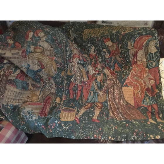 Image 1 of Vintage rug "Les vendanges" by Jules Pansu, France