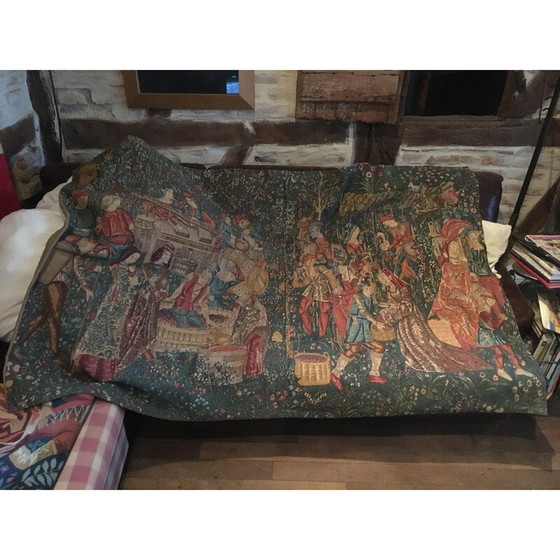 Image 1 of Vintage rug "Les vendanges" by Jules Pansu, France