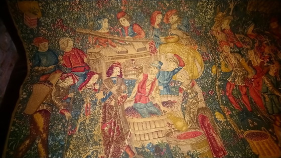 Image 1 of Vintage rug "Les vendanges" by Jules Pansu, France