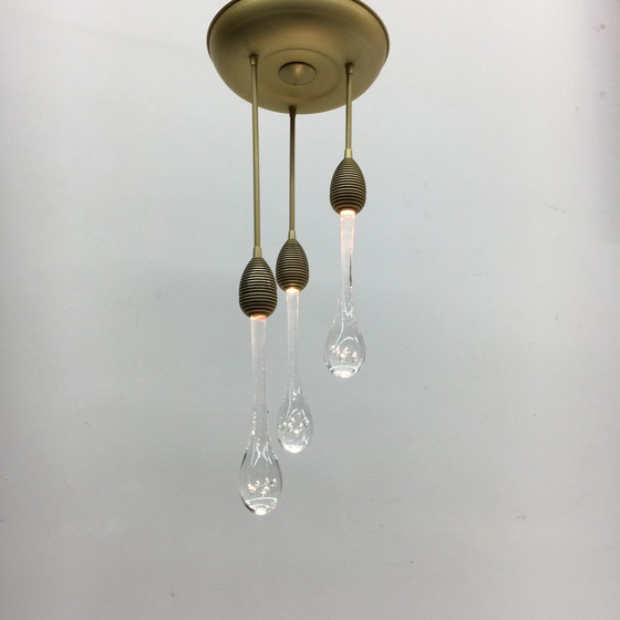 Image 1 of Mid-century design ceiling lamp murano glass drops 1970’s