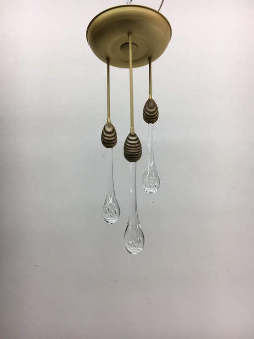 Mid-century design ceiling lamp murano glass drops 1970’s